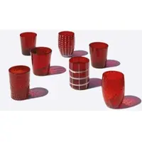 Zafferano Melting Pot Set mit 6 einfarbigen Gläsern - Rot - mundgeblasenes Glas, 32 cl - Kunsthandwerkliche Becher für Wasser und Cocktails
