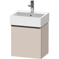 Duravit D-Neo, Konsolenwaschtischunterbau wandhängend, 434x440x322mm, eine Tür, Türanschlag Links, mit Griff Diamantschwarz, DE4217LBD910000, Farbe: Taupe Matt Dekor