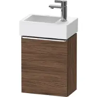 Duravit D-Neo, Konsolenwaschtischunterbau wandhängend, 364x440x222mm, eine Tür, Türanschlag Links, mit Griff Chrom, DE4218L10210000, Farbe: Nussbaum Dunkel Matt Dekor