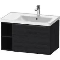 Duravit D-Neo Waschtischunterbau wandhängend, 784x440x452mm, 1 Auszug, 1 offenes Fach seitlich links, mit Griff Diamantschwarz, DE42570BD160000, Farbe: Eiche Schwarz Matt Dekor
