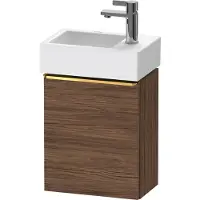 Duravit D-Neo, Konsolenwaschtischunterbau wandhängend, 364x440x222mm, eine Tür, Türanschlag Rechts, mit Griff Gold poliert, DE4218R34210000, Farbe: Nussbaum Dunkel Matt Dekor