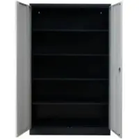 Proregal Stahlschrank Bee 8 Fachböden HxBxT 195 x 120 x 42 cm Pulverbeschichtetes Fachbodenmaterial Anthrazit & Grau