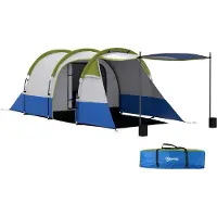 Outsunny Campingzelt, Tunnelzelt für 3 Personen, mit Lichthaken, Vorzelt für Garten
