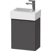 Duravit D-Neo, Konsolenwaschtischunterbau wandhängend, 364x440x222mm, eine Tür, Türanschlag Rechts, mit Griff Diamantschwarz, DE4218RBD490000
