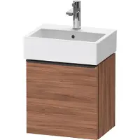 Duravit D-Neo, Konsolenwaschtischunterbau wandhängend, 434x440x322mm, eine Tür, Türanschlag Links, mit Griff Diamantschwarz, DE4217LBD790000, Farbe: Nussbaum Matt Dekor