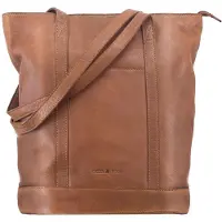 Green Burry GREENBURRY Leder Schultertasche Colombiana Vertical Shopper Nougat braun