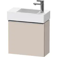 Duravit D-Neo, Konsolenwaschtischunterbau wandhängend, 484x440x222mm, eine Tür, Türanschlag Rechts, mit Griff Edelstahl gebürstet, DE4219R70910000, Farbe: Taupe Matt Dekor