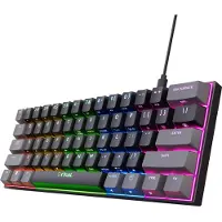 Trust Gaming GXT 867 Acira 60% Mechanische Tastatur Deutsches QWERTZ Layout, RGB Beleuchtung, Doppelt Belegte Tasten, USB Mini Tragbare Programmierbare Kleine Gaming Tastatur 60 Prozent PC Laptop