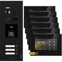 Balter EVO HD Schwarz RFID/Fingerprint 6x7" Schwarz Video Türsprechanlage Set 3 Familienhaus