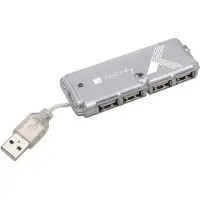 Techly IUSB2-HUB599TY, USB 2.0, USB 2.0, 480 Mbit/s, Grau, Kunststoff, 0,055 m