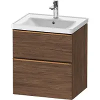 Duravit D-Neo Waschtischunterbau wandhängend, 584x625x452mm, 1 Auszug, 1 Schubkasten, mit Griff Bronze gebürstet, DE4359004210000, Farbe: Nussbaum Dunkel Matt Dekor