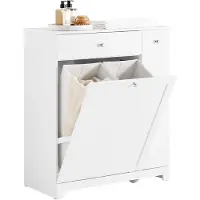 SoBuy Badezimmermöbel - Mit Wäschekorb, Schublade und Schiebetablett - 78 x 38 x 90,3 cm - Wasserdicht & funktional - Landhausstil - Weiß