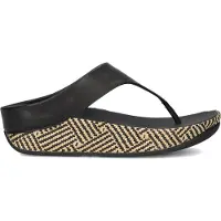 FitFlop FitFlop Lulu Lux Graphic-Weave Leather Toe-Post Sandals SCHWARZ 38