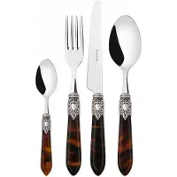 Casa Bugatti Bugatti Set 24 Bestecke Oxford Antikisierende Versilberte Zwinge Schildpatt