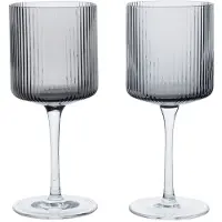 Ferm Living Weißweinglas Ripple Smoked Grey 260 ml (2er-Set)