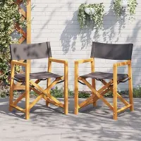 vidaXL Möbel Klappbare Gartenstühle 2 Stk. Dunkelgrau Stoff - Gartensessel 365838