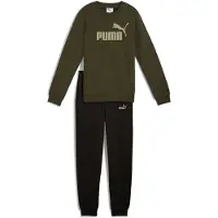 Puma Trainingsanzug "ESS NO1 LOGO CREW SWEAT SUIT FL B" 2 Stk. zweiteilig, entspannte Passform, ohne Kapuze