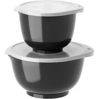 Mepal Rosti Rührschüssel Set 2tlg. mit Deckel "Margrethe" New schwarz (carbon black) 1,5+3,0L