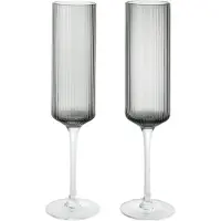 Ferm Living Sektgläser Ripple Smoked Grey 150 ml (2er-Set)