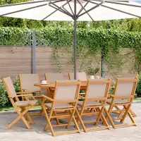 vidaXL Möbel Gartenstühle 8 Stk. Klappbar Taupe Stoff und Massivholz - Gartensessel 3214582