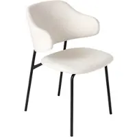 Riess Design Stuhl VOGUE weiß Bouclé schwarze Metallbeine