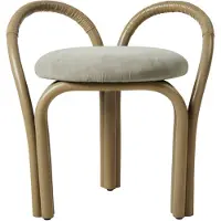 Gubi - Bistra Hocker, Rattan ebony / Fustagno (003) (Kunststoffgleiter)