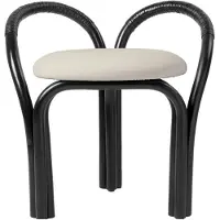 Gubi - Bistra Hocker, Rattan ebony / Fustagno (001) (Kunststoffgleiter)