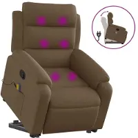 Syfax Massagesessel mit Aufstehhilfe Braun Stoff