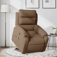 vidaXL Möbel Massagesessel mit Aufstehhilfe Braun Stoff - Fernseh- & Relaxsessel 3204996