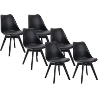 Vente-unique Stuhl 6er-Set - Polypropylen - Schwarz mit schwarzen Füßen - JODY