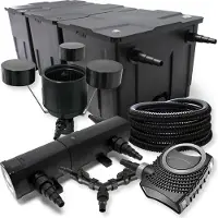 SunSun Komplettset: CBF-350C Teichfilter bis 90000 L Teichfilteranlage, NEO10000 Teichpumpe 10000l/h 80W, CUV-224 Teichklärer 24W, 25m Teichschlauch 25 mm, CSP-250 Skimmer 2500l/h 45W, Y-Verteiler