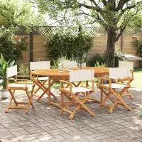vidaXL Möbel Klappbare Gartenstühle 6 Stk. Cremeweiß Stoff - Gartensessel 3208911