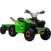 HOMCOM Kinderquad Kinder Elektro-Quad, 6V Elektroauto mit Anhänger Metall Grün