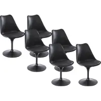 Vente-unique Stuhl 6er-Set - Polypropylen, Kunstleder & Metall - Schwarz - XAFY