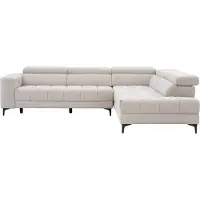 Vente-unique MONISO, Ecksofa, Wohnzimmer, Beige, 5 Sitz(e), Beige, Strukturierte Oberfläche