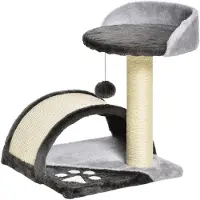 vidaXL Sunvello Kratzbaum 46 cm Kleiner Katzenturm mit Höhle, Spielball, Sisal-Seil, erhöhter Plattform, Katzenkratzbaum, Kletterbaum, für Katzen bis zu 4 kg, Dunkelgrau