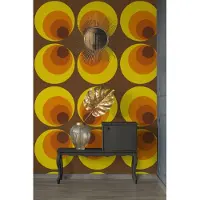 A.S. Création Vliestapete "Retro Chic Vliestapete Retro-Tapete mit Vintage Muster Braun Orange" Strukturmuster strukturiert Mustertapete mit Kreisen und Punkten im Retro-Stil Gelb Wohnzimmer