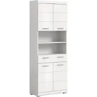 Ebuy24 Bad Hochschrank weiß hochglanz 4 Türen Breite 74 cm - SCOUT