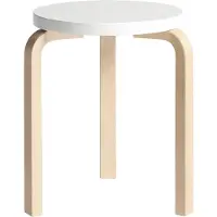 Artek - 60 Hocker, weiß lackiert/ Birke natur