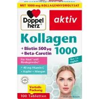 Queisser Pharma GmbH & Co. KG Doppelherz aktiv Kollagen 1000 + Biotin + Beta-Carotin Tabletten für Haut und Bindegewebe, 100 St. Tabletten