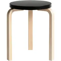 Artek - 60 Hocker, schwarz lackiert / Birke natur