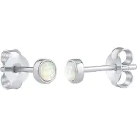 Silvego Silver earrings with white synthetic opal LPS0933W