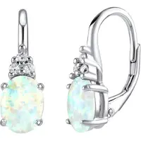 Silvego Silver earrings with white synthetic opal Olivia LPS1508W