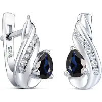 Silvego Silver earrings with synthetic sapphire Valeria QRE04S