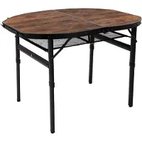 Bo Camp Industrietisch - Woodbine - Oval - Koffermodell - 100x70 cm - höhenverstellbar - klappbar - Braun