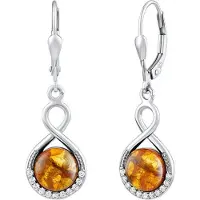 Silvego Silver earrings with real amber JST147107EJ