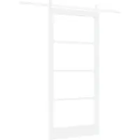 vidaXL Schiebetür Weiß 93 x 202 cm Massivholz Kiefer und Glas