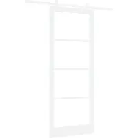 vidaXL Schiebetür ORKDAL Weiß 93 x 232 cm Massivholz Kiefer und Glas