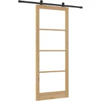 vidaXL Schiebetür ORKDAL Natürlich und Schwarz 93 x 232 cm