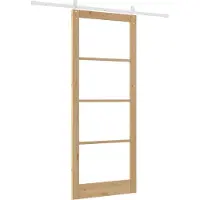 vidaXL Schiebetür Natur 93 x 232 cm Massivholz Kiefer und Glas